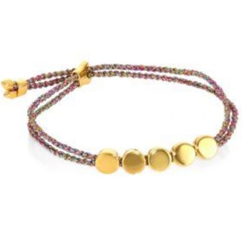 Monica Vinader Linear Bead Friendship Bracelet In RainbowYellow Gold 135$